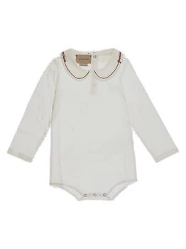 Gucci | Gucci Kids Logo Embroidered Long-Sleeved Romper,商家Cettire,价格¥1098
