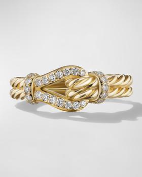 商品David Yurman | Thoroughbred Loop Ring with Diamonds in 18K Gold, 4mm, Size 6,商家Neiman Marcus,价格¥19367图片