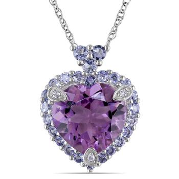 商品Amethyst Tanzanite and Diamond Accent Heart Necklace图片
