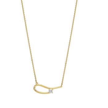 商品Âme Q 18K Yellow Gold, Lab-Grown Diamond 0.28ct. tw. Single Stone Necklace图片