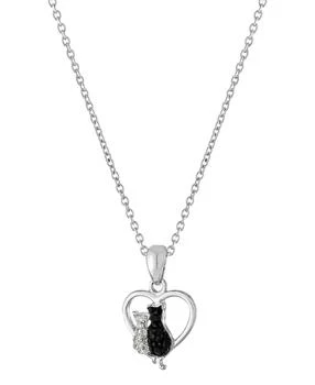 Macy's | Crystal Two Cat in Heart Pendant 16+2" Extender Chain In Silver Plated,商家Macy's,价格¥155