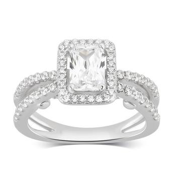 商品DiamondMuse | 2.80 cttw Cubic Zirconia Split Shank Engagement Ring in Sterling Silver for Women,商家Jomashop,价格¥300图片