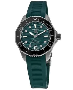TAG Heuer | Tag Heuer Aquaracer Professional 300 Date Green Diamond Dial Rubber Strap Women's Watch WBP231G.FT6226 7.3折, 独家减免邮费