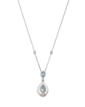 商品Aquamarine, Mother of Pearl & Diamond Pendant Necklace in 14K White Gold, 18"- 100% Exclusive图片