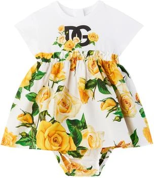 Dolce & Gabbana | Baby Yellow Floral Dress & Bloomers Set,商家Ssense US,价格¥3467