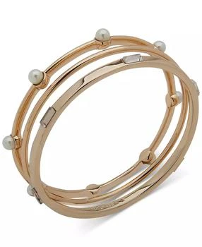 Anne Klein | Gold-Tone 3-Pc. Set Boxed Crystal Bangle Bracelets,商家Macy's,价格¥144