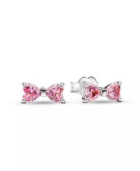 PANDORA | Sterling Silver Sparkling Bow Stud Earrings,商家Macy's,价格¥486