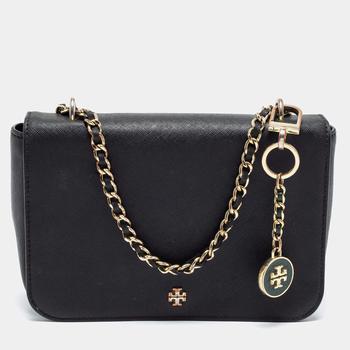 tory burch robinson, [二手商品] Tory Burch | Tory Burch Black Leather Robinson Shoulder Bag商品图片 8.3折