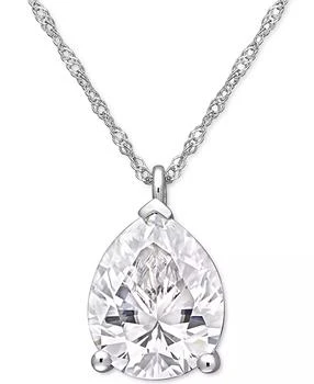 Macy's | Lab-Created Moissanite Pear-Cut 17" Pendant Necklace (3-1/4 ct. t.w.) in 14k White Gold,商家Macy's,价格¥6632