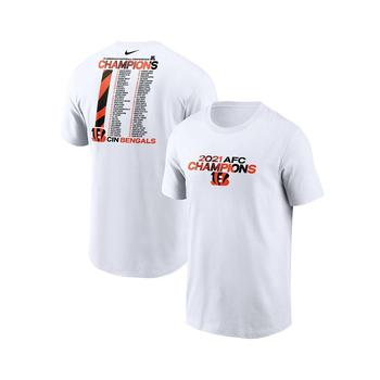 NIKE | Men's White Cincinnati Bengals 2021 AFC Champions Roster T-shirt商品图片,