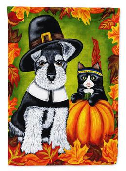 Caroline's Treasures | 11 x 15 1/2 in. Polyester Thanksgiving Friends Schnauzer Garden Flag 2-Sided 2-Ply商品图片,