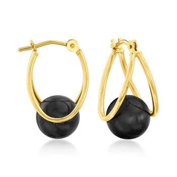 Ross-Simons | Ross-Simons Black Onyx Double-Hoop Earrings in 14kt Yellow Gold,商家Premium Outlets,价格¥1107