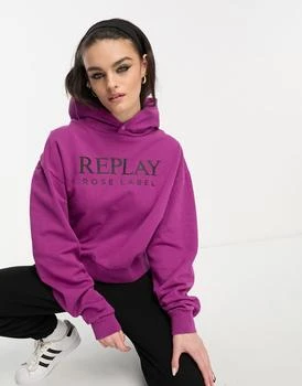 推荐Replay logo hoodie in purple商品