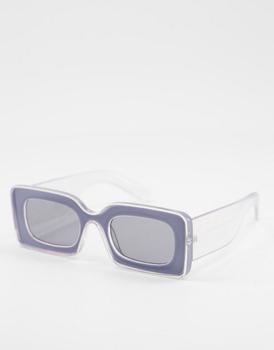 推荐ASOS DESIGN frame bevel tramline detail square sunglasses商品