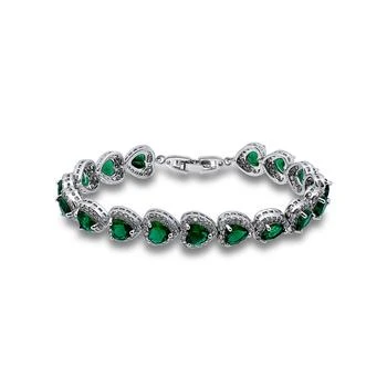 Macy's | Cubic Zirconia Green Glass Heart Halo Link Bracelet,商家Macy's,价格¥148