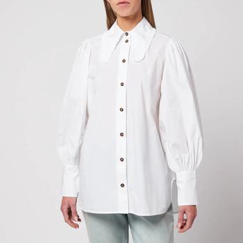 推荐Ganni Women's Cotton Poplin Shirt - Bright White商品