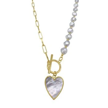 ADORNIA | Imitation Pearl and Chain Heart Toggle Necklace 4.9折, 独家减免邮费
