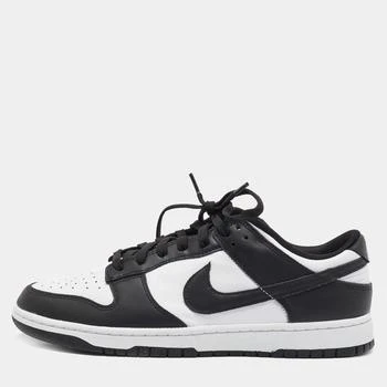 推荐Nike White/Black Leather Dunk Low Sneakers Size 46商品