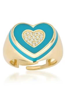 Gabi Rielle | 14k Yellow Gold Vermeil French Enamel Heart Ring,商家Nordstrom Rack,价格¥328