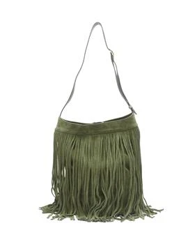 [二手商品] Celine | CELINE Hedi Slimane khaki green suede fringe medium bucket bag 8.4折