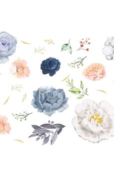 商品Pink & Blue Watercolor Flower Wall Sticker Set图片