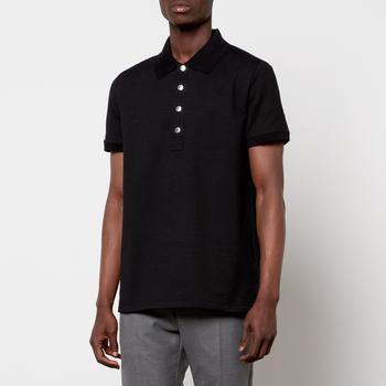 推荐Balmain Men's Monogram Cotton Pique Polo Shirt - Black商品
