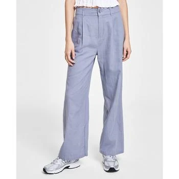 Rewash | Juniors' High-Rise Linen Wide-Leg Pleat-Front Trouser Pants,商家Macy's,价格¥179