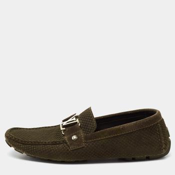更多路易威登男鞋, [二手商品] Louis Vuitton | Louis Vuitton Olive Green Textured Suede Monte Carlo Loafers Size 43商品图片 满1件减$100, 满减