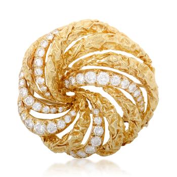 [二手商品] Dior | Dior Womens 18K Yellow Gold Diamond Swirl Brooch商品图片,4.1折