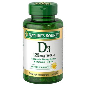 Nature's Bounty | Vitamin D3 Softgels 125 mcg, 5000 IU商品图片,满二免一, 满$40享8.5折, 满折, 满免