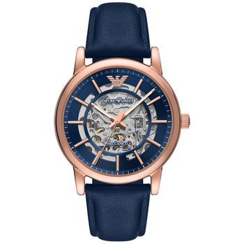 Emporio Armani | Men's Automatic Blue Leather Strap Watch 43mm商品图片,