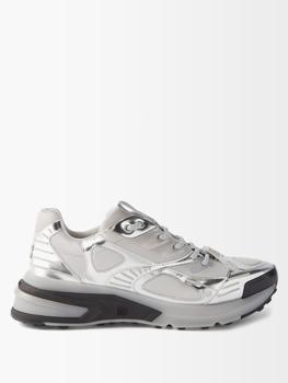 纪梵希男鞋, Givenchy | GIV 1 mesh and metallic-leather trainers商品图片 满$220享8.5折, 满折