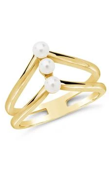 Sterling Forever | Sterling Silver Triple 3.5mm Freshwater Pearl Cutout Ring,商家Nordstrom Rack,价格¥225