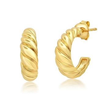 商品MAX + STONE | 18K Yellow Gold Over Sterling Silver Vermeil Croissant Hoop Earring,商家Premium Outlets,价格¥351图片