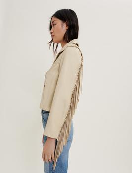 maje外套, Maje | Leather biker jacket with fringing商品图片 5折