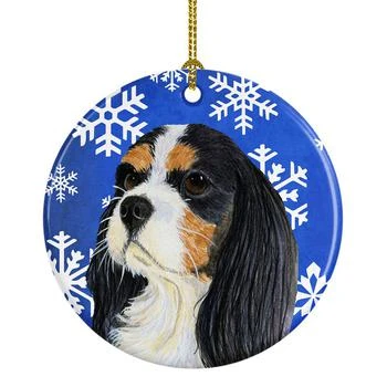 Caroline's Treasures | Cavalier Spaniel Winter Snowflakes Holiday Ceramic Ornament,商家Verishop,价格¥122