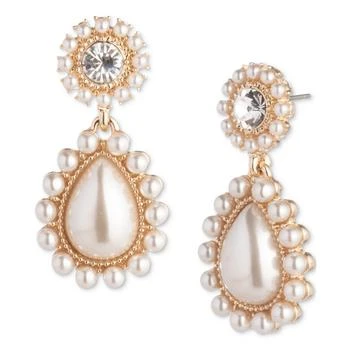 MARCHESA | Gold-Tone Crystal & Imitation Pearl Flower Drop Earrings,商家Macy's,价格¥357