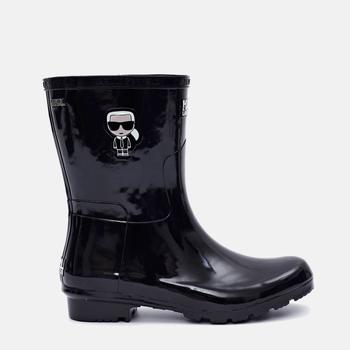 推荐KARL LAGERFELD Women's Kalosh Ikonic Mid Hi-Shine Wellies - Black商品