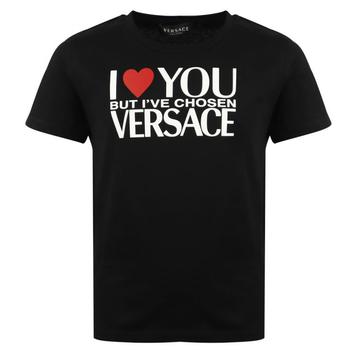 Versace | Black Large Logo Short Sleeve T Shirt商品图片,额外7.5折, 额外七五折
