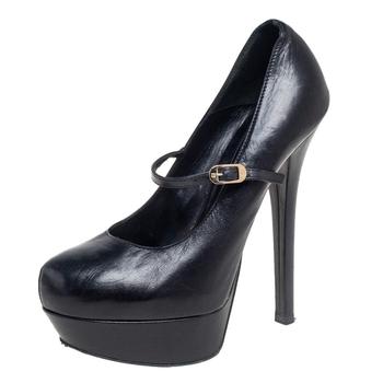芬迪鞋多少钱, [二手商品] Fendi | Fendi Black Leather Mary Jane Platform Pumps Size 38.5商品图片 3.1折