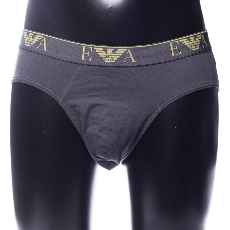 时尚阿玛尼内裤男装, Emporio Armani | EMPORIO ARMANI 男士灰色三角内裤 111356-5A715-GREY商品图片 5.7折, 独家减免邮费