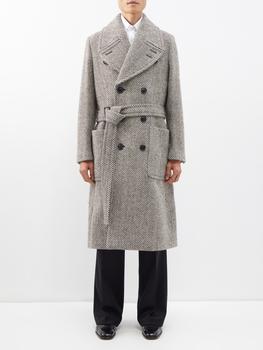 推荐Landa belted wool-herringbone overcoat商品