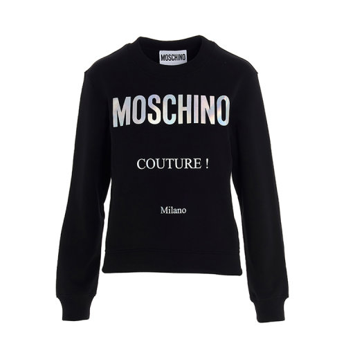 冬装莫斯奇诺卫衣, Moschino | MOSCHINO 女士黑色棉质徽标印花圆领卫衣 J1704-5527-1555商品图片 满$100享9.5折, 满折