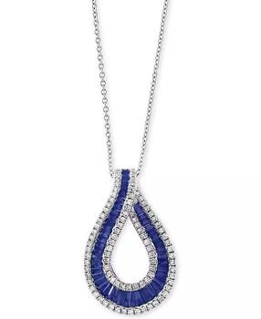 Effy | EFFY® Sapphire (1-5/8 ct .t.w.) & Diamond (3/8 ct. t.w) 18" Pendant Necklace in 14k White Gold,商家Macy's,价格¥11567