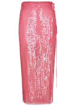 推荐Adia pink sequin-embellished wrap skirt商品