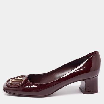 lv鞋, [二手商品] Louis Vuitton | Louis Vuitton Burgundy Patent Leather Madeleine Pumps Size 38.5商品图片 9.2折, 满1件减$100, 满减