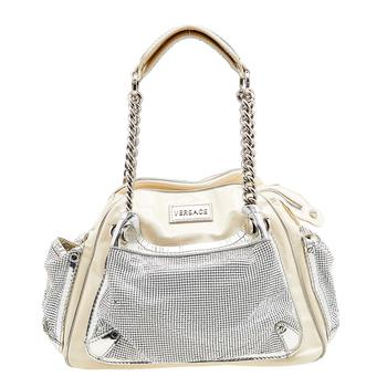 范思哲女包行李箱, [二手商品] Versace | Versace Cream/Sliver Patent Leather And Metallic Mesh Chain Link Satchel商品图片 6.3折, 满1件减$100, 满减