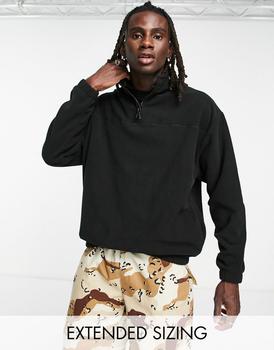 ASOS | ASOS DESIGN oversized half zip sweatshirt in black polar fleece商品图片,