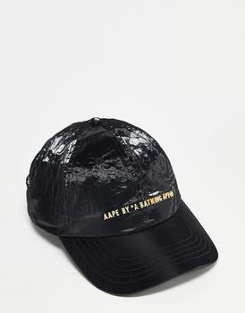 推荐Aape by A Bathing Ape baseball cap in black with metal badge logo商品