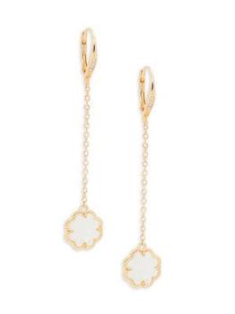 商品Sterling Forever | 14K Goldplated, Mother-Of-Pearl & Cubic Zirconia Drop Earrings,商家Saks OFF 5TH,价格¥336图片